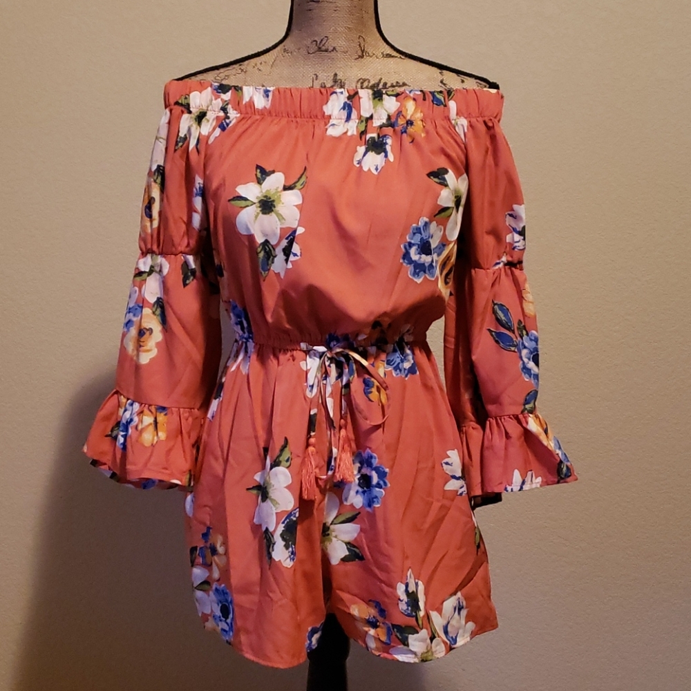 Floral shorts romper